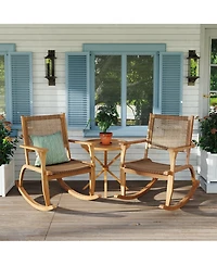Mondawe 2 Pieces Acacia Wicker Rattan Rocking Chair Set with Seat & Backrest