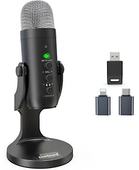 ZealSound Wireless Usb Microphone for iPhone, Pc, iPad, Android, Condenser Mic with Mute, Echo Monitor, Volume Gain for Podcast, Asmr, Gaming