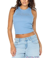 Von Dutch Women's Blue Rhinestone Tank Top