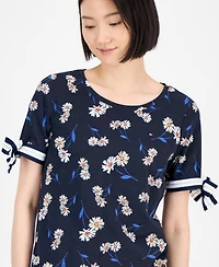 Tommy Hilfiger Women's Daisy-Print Tie-Sleeve Top