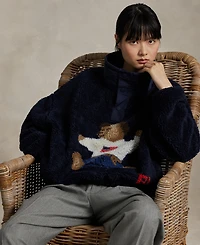 Polo Ralph Lauren Women's Bear High-Pile Fleece Mockneck Sweater