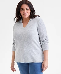 Style & Co Plus Johnny Collar Luxsoft Sweater, Macy's Exclusive