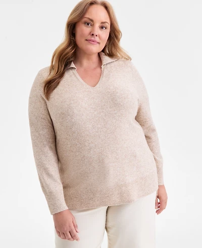 Style & Co Plus Johnny Collar Luxsoft Sweater, Macy's Exclusive