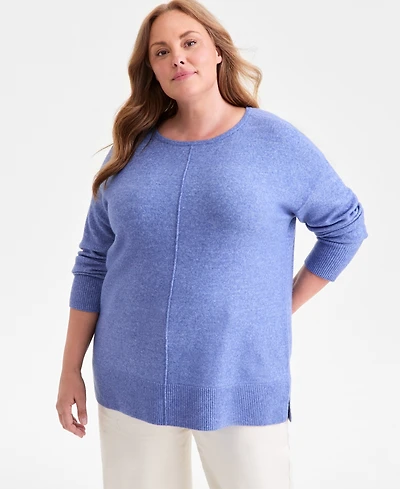 Style & Co Plus Seam-Front Lux Tunic Sweater, Macy's Exclusive