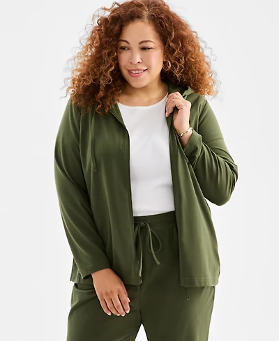 Style & Co Plus Zip-Up Hooded Sweatshirt, Exclusively at Macy's