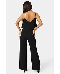 Bebe Women's Ruffle Wide Leg Jumpsuit
