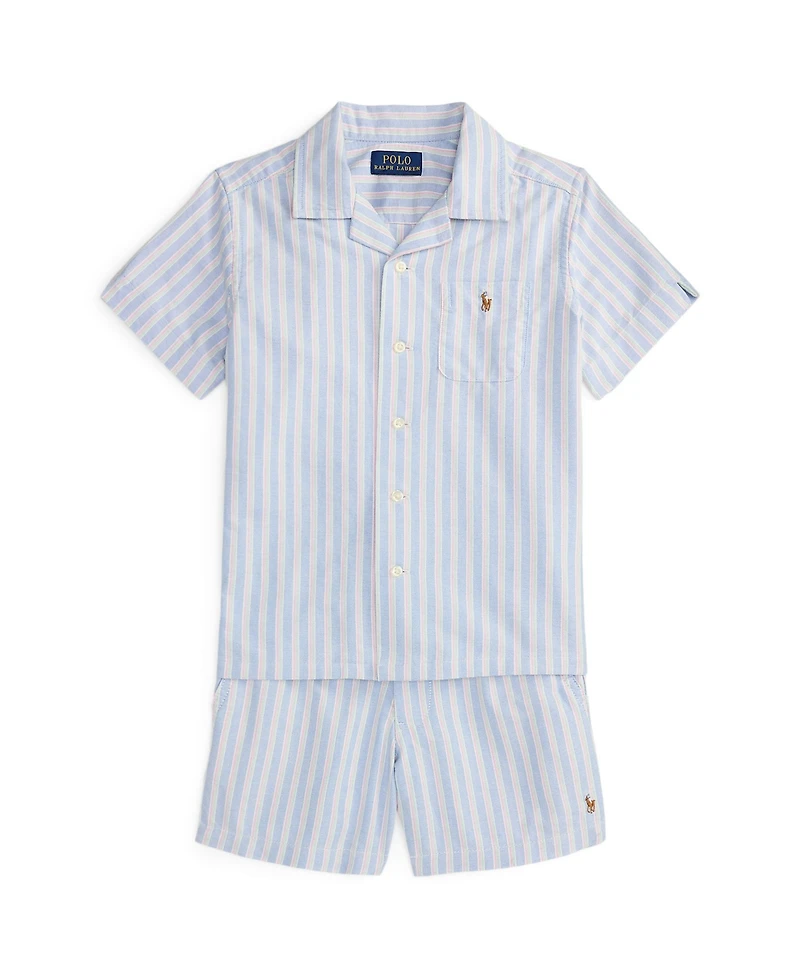 Polo Ralph Lauren Toddler Boys 2-Piece Oxford Prepster Shirt and Shorts Set