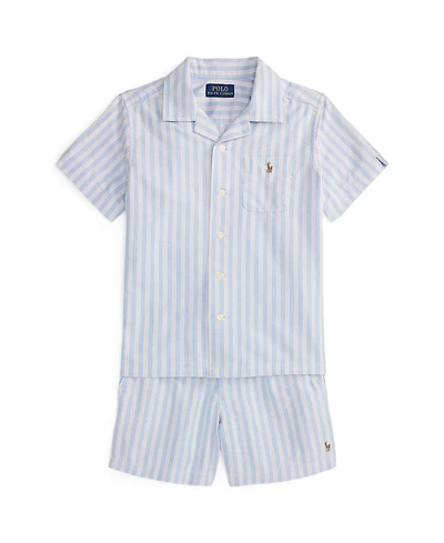 Polo Ralph Lauren Toddler Boys 2-Piece Oxford Prepster Shirt and Shorts Set
