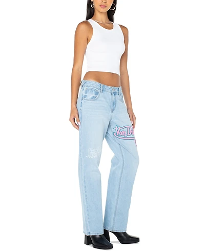 Von Dutch Women's Patched Straight-Leg Jeans