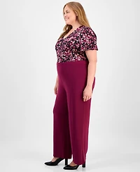 Ak Anne Klein Plus Wide-Leg Pull-On Pants