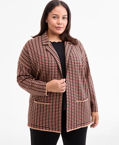 Ak Anne Klein Plus Open-Front Coatigan