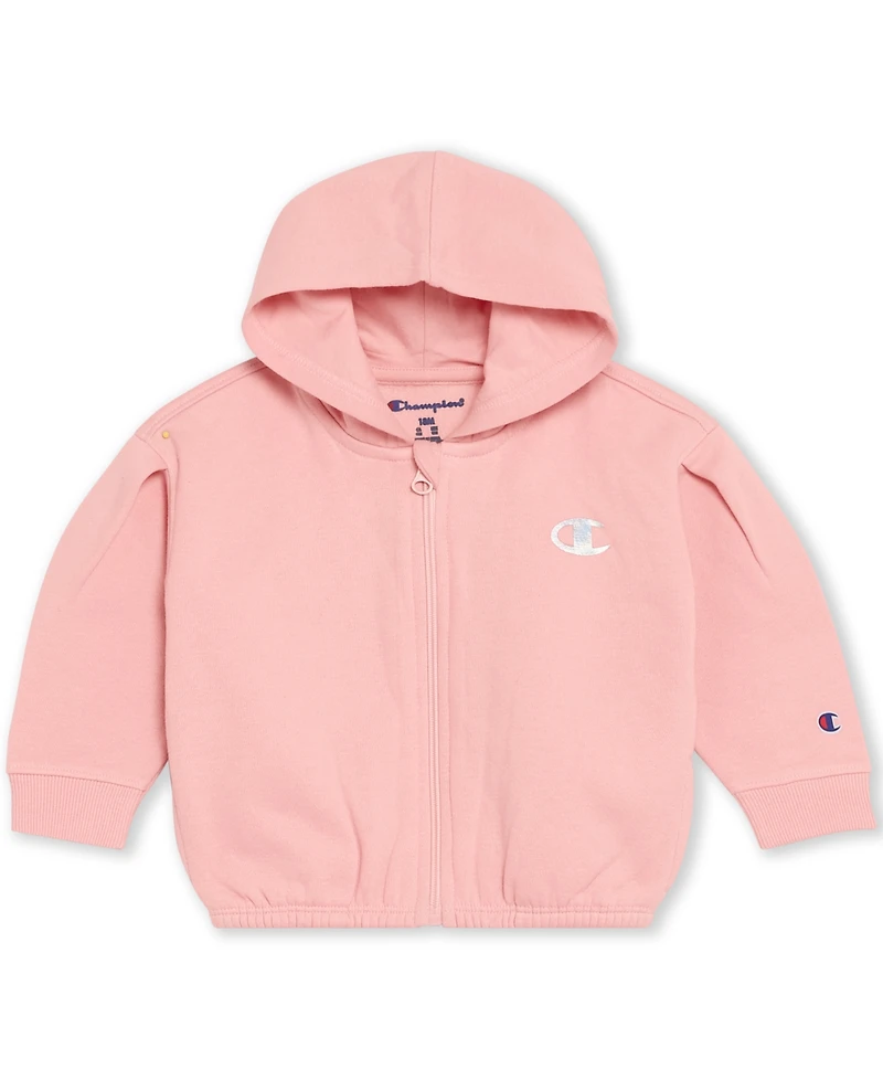 Champion Baby Girls 3-Piece Short Sleeve T-Shirt, Full Zip Hoodie and Joggers Set
