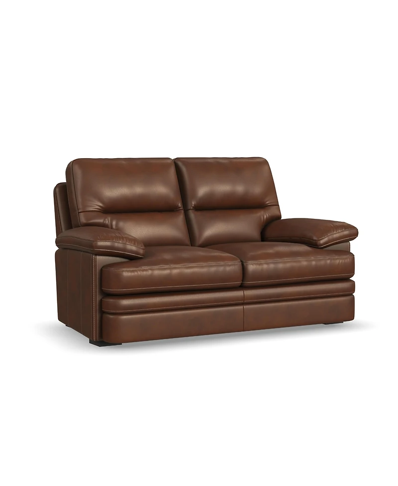 Flexsteel David 70" David Pecan Leather Loveseat