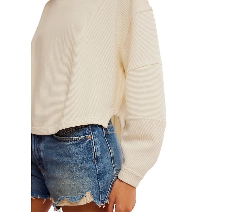 Free People Women's Total Eclipse Ribbed Dolman-Sleeve Tee