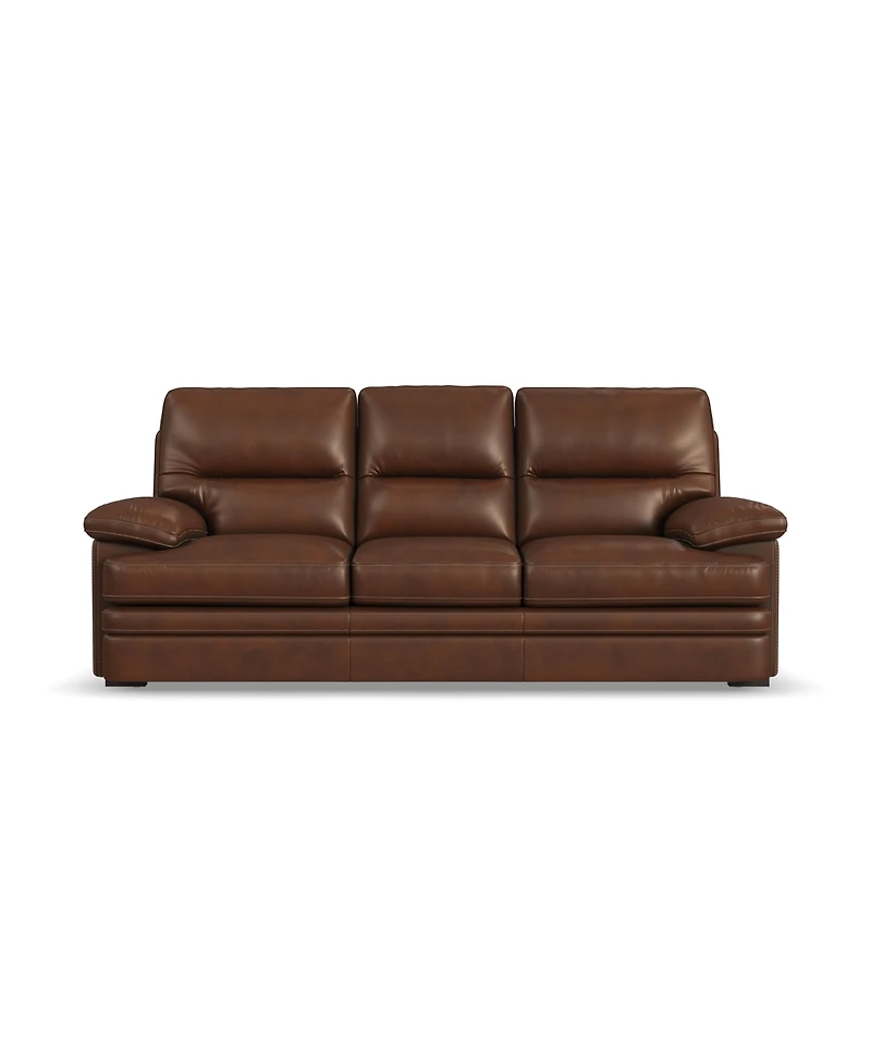 Flexsteel David 93" David Pecan Leather Sofa