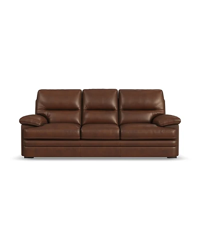 Flexsteel David 93" David Pecan Leather Sofa