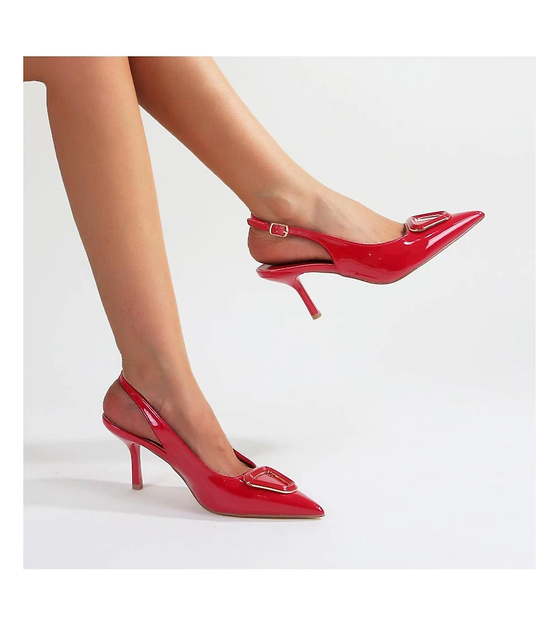 Ceira Patent Slingback Pump with Metallic Accent