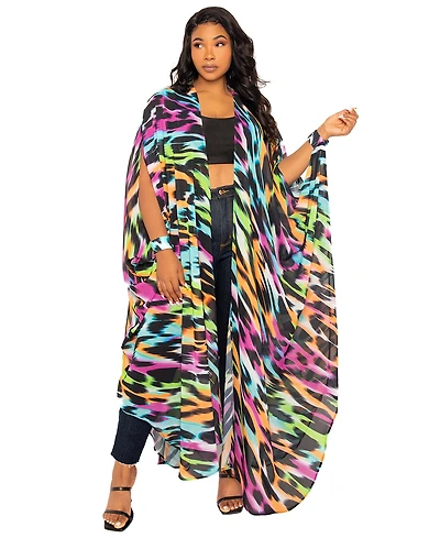 Buxom Couture Plus Size Buom Couture Animal Print Robe with Wrist Band