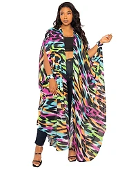 Buxom Couture Plus Size Buom Couture Animal Print Robe with Wrist Band