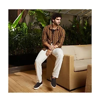 Campus Sutra Men's Chocolate Brown & Onyx Black Xoxo-Tactile Shirt