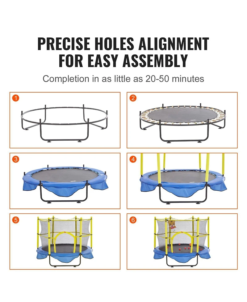 Slickblue Kids Trampoline with Safety Net Basketball Hoop and Balls Indoor Outdoor for Ages 3+
