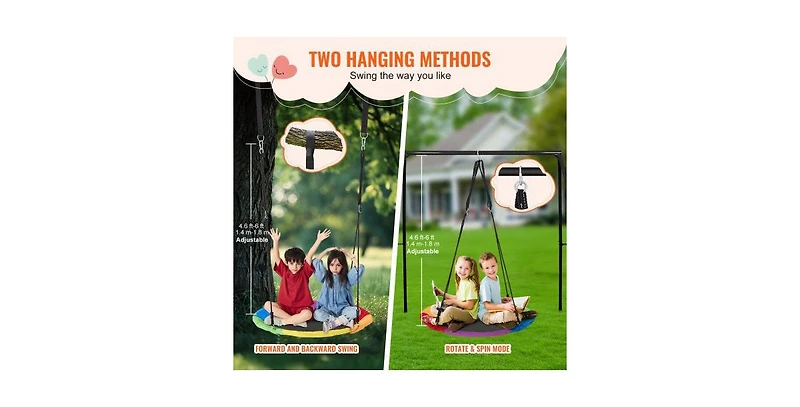 Slickblue Toddler Oxford Fabric Tree Saucer Swing Outdoor Hanging Swing for Backyard and Garden