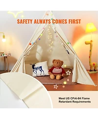 Foldable Kids Teepee Play Tent with Mat Plush Balls and Windows for Ages 1 to 5