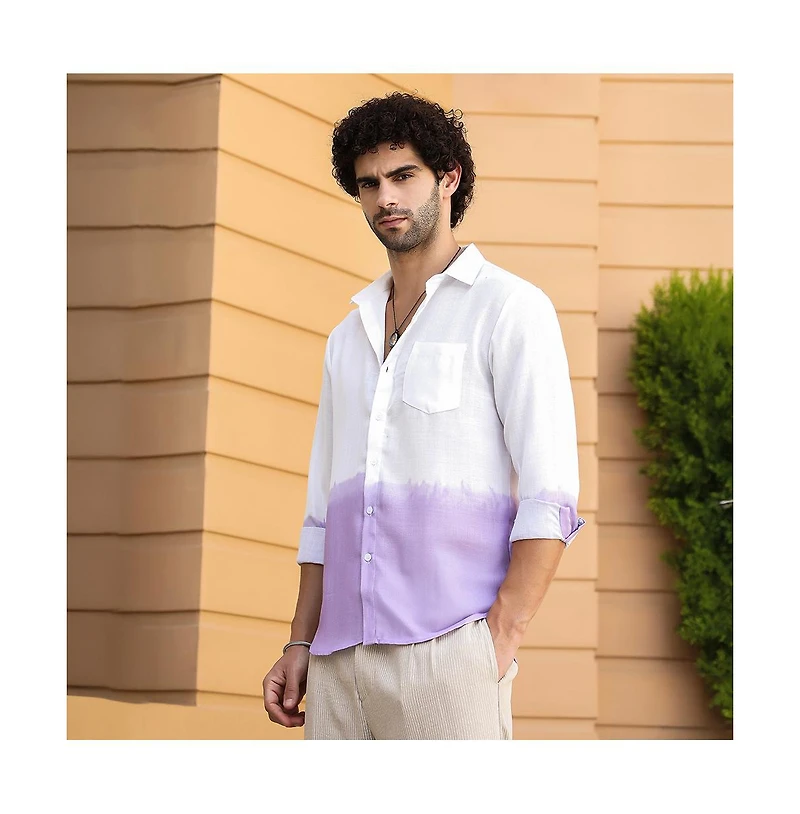 Campus Sutra Men's Lilac Ombre-Plunge Regular Shirt