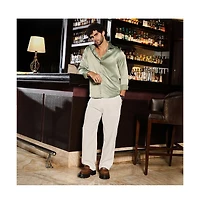 Campus Sutra Men's Sage Green Solid Satin Shirt