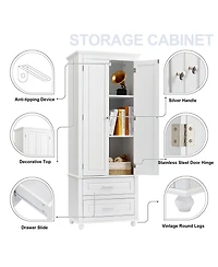 Casainc 62.5"H Tall Storage Cabinet with 2 Drawers for Bathroom or Office Use