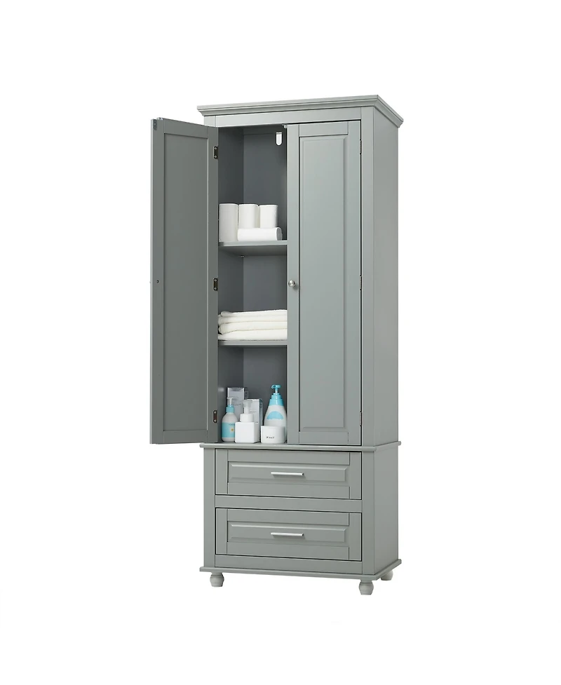 Casainc 62.5"H Tall Storage Cabinet with 2 Drawers for Bathroom or Office Use