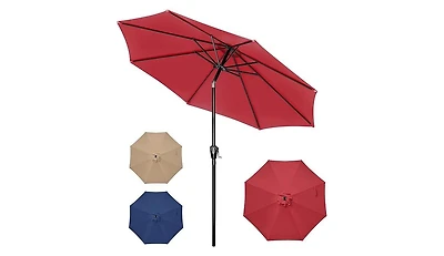 One 10ft Outdoor Market Patio Umbrella with 8 Sturdy Ribs, Tilt/Crank Push Button for Garden, Deck, Backyard and Pool