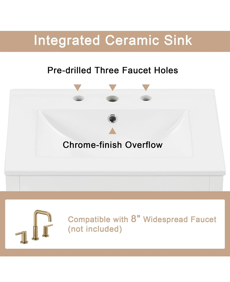 Casainc 24" Bathroom Vanity with Sink, 2 Drawers and Door, Adjustable Shelf