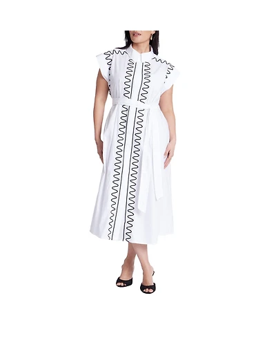 Eloquii Women's Embroidered Midi Dress