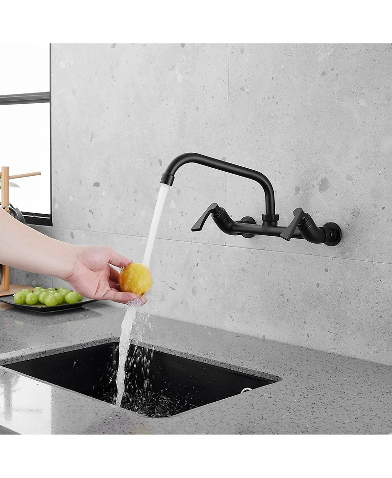 Greenspring 2-Handle Commercial Sink Faucet with 8" Swivel Spout Center Wall Mount Kitchen Polished Chrome