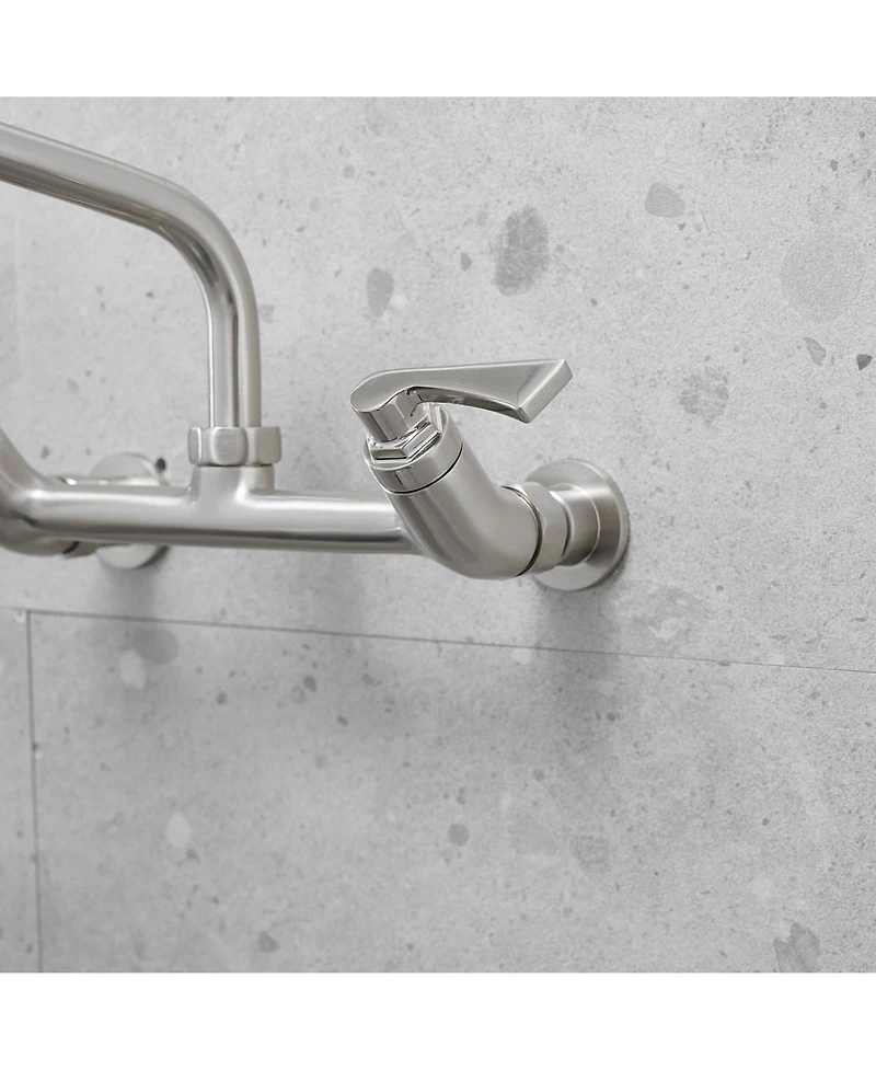 Greenspring 2-Handle Commercial Sink Faucet with 8" Swivel Spout Center Wall Mount Kitchen Polished Chrome