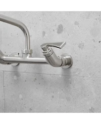 Greenspring 2-Handle Commercial Sink Faucet with 8" Swivel Spout Center Wall Mount Kitchen Polished Chrome
