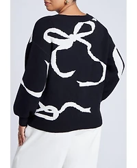 Eloquii Women's Bow Print Cardigan