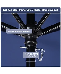 Yescom 7.5 Ft Outdoor Patio Umbrella 6 Ribs with Scale Tilt Button Strap UV30+ Sunshade Garden Parasol for Yard Deck Market Pool Navy Blue