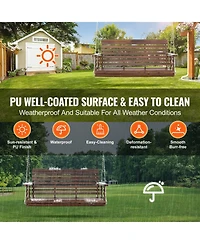 Slickblue Wooden Patio Porch Swing Bench with Hanging Chains Strong Load Capacity for Garden