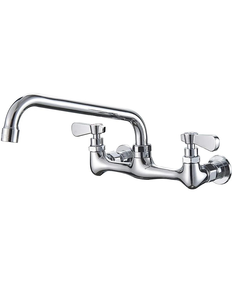 Greenspring 2-Handle Wall Mount Kitchen Faucet With Inch Swivel Spout 8" Center In Polished Chrome