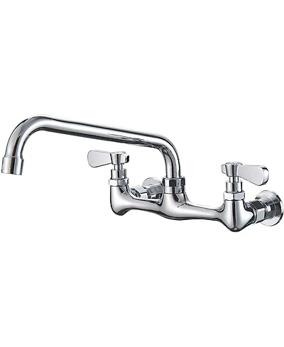 Greenspring 2-Handle Wall Mount Kitchen Faucet With Inch Swivel Spout 8" Center In Polished Chrome