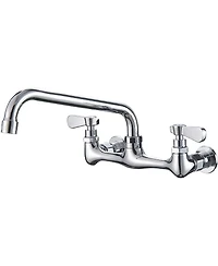 Greenspring 2-Handle Wall Mount Kitchen Faucet With Inch Swivel Spout 8" Center In Polished Chrome