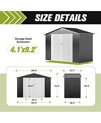 Mondawe 4.1"x9.2" Outdoor Storage Shed, Huge Metal Shed with 2 Double Hinged Doors
