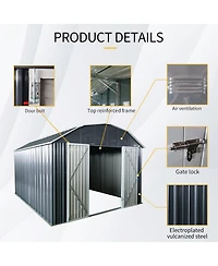 Mondawe 10 ft x 12 ft Steel Outdoor Storage Shed with Arch Roof with Lockable Doors
