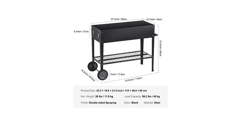 Slickblue Galvanized Metal Raised Garden Bed Planter Box with Legs for Outdoor Planting
