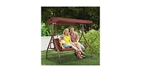 Slickblue 3-Seat Patio Swing Chair with Adjustable Canopy Removable Cushion and Steel Frame
