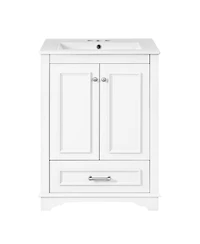Casainc 24" Freestanding Vanity with Sink, Silver Handles, Soft-Closing Doors