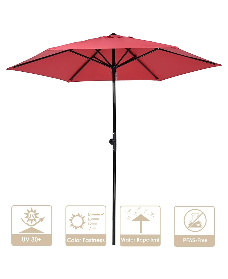 Yescom 7.5 Ft Outdoor Patio Umbrella 6 Ribs with Scale Tilt Button Strap UV30+ Sunshade Garden Parasol for Yard Deck Market Pool Red