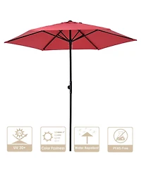 Yescom 7.5 Ft Outdoor Patio Umbrella 6 Ribs with Scale Tilt Button Strap UV30+ Sunshade Garden Parasol for Yard Deck Market Pool Red